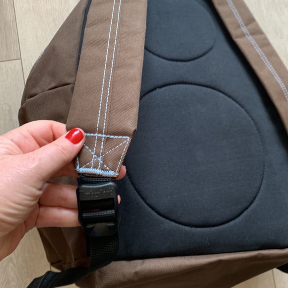 Timberland- vinyl backpack waterproof brown and baby blue NWOT - Picture 5 of 10